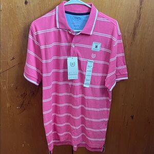 Chaps Pink and White Striped Men’s Polo